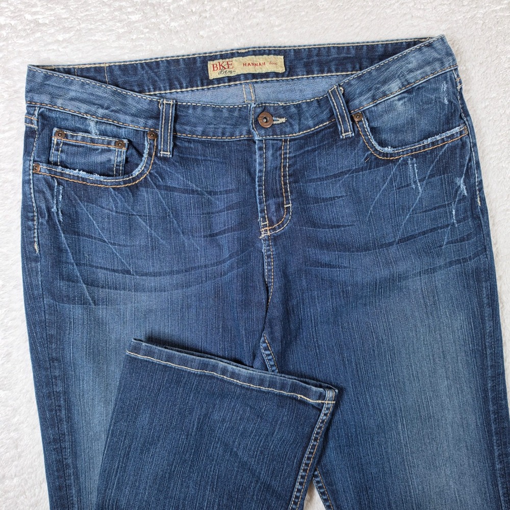 BKE Hannah Bootcut Women 34x31 1/2 Blue Spandex Stretch Distressed BK10114R
